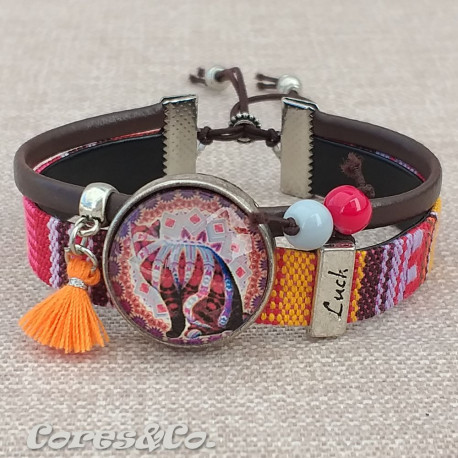 Pulseira Ajustável Luck c/ Mandala M Gato