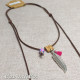 Long Adjustable Simple Necklace w/ Leaf