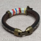 Multicolor Thick Leather Bracelet w/ Flower