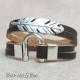 2 Turns Leather Bracelet w/ Leaf