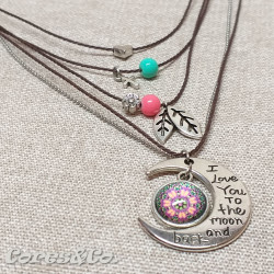 5 Layer Short Necklace Moon with Mandala