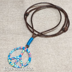 Peace Sign Blue Necklace