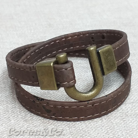 Brown Cork Two Turn Bracelet