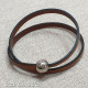 Camel Flat Leather Two Turn Bracelet