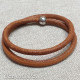 Camel Round Leather Two Turn Bracelet