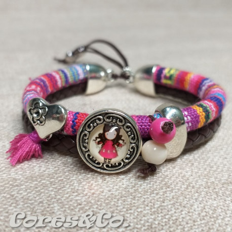 Pulseira Dupla Ajustável c/ Boneca Gorjuss