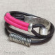 2 Turns Leather Bracelet w/ Pink Line