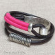 Pulseira 2 Voltas Cabedal c/ Linha Rosa