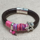 Pink Thick Leather Bracelet w/ Starfish