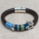 Blue Thick Leather Bracelet w/ Starfish