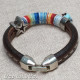 Multicolor Thick Leather Bracelet w/ Starfish