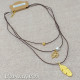 3 Layer Short Necklace Leaf and Lucky Clover