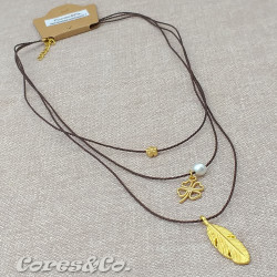 3 Layer Short Necklace Leaf and Lucky Clover
