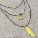 3 Layer Short Necklace Leaf and Lucky Clover