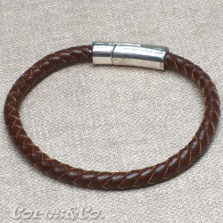 Brown Braided Leather Bracelet