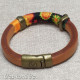 Thick Leather Bracelet w/ Fabric