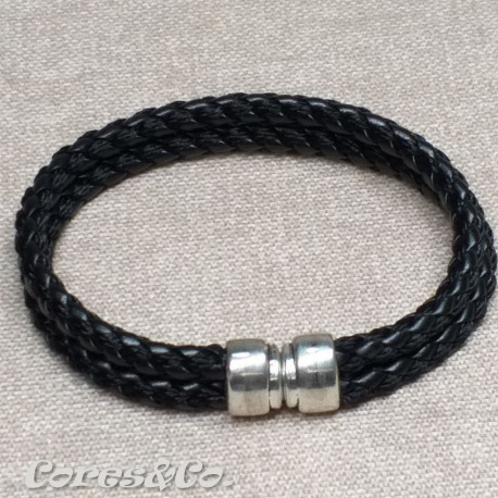 Double Braided 2 Tone Black Bracelet